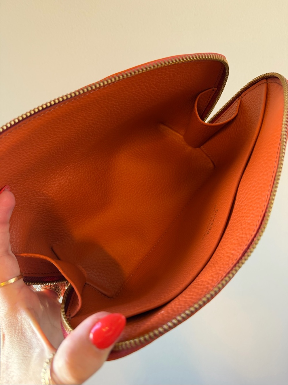 Cuyana Pebbled Leather Zip Pouch — Burnt Orange - Picture 3 of 4